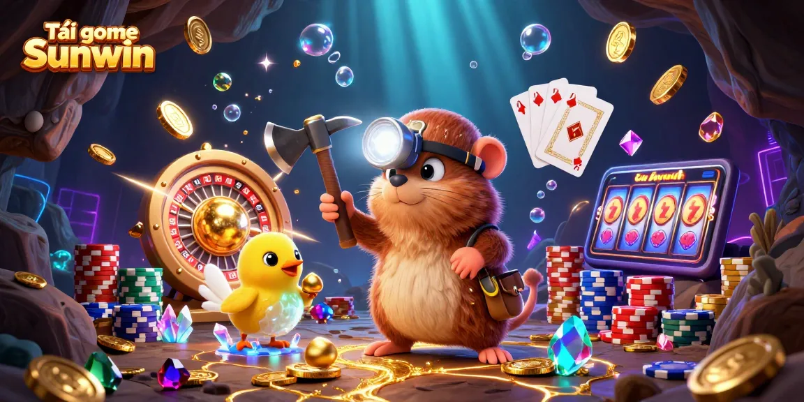Tải game Sunwin and join the fun in this vibrant casino scene with treasure and great rewards!