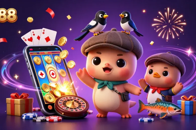 PG88 delivers vibrant slot gaming fun with Nessie, magpie, and exciting casino elements.