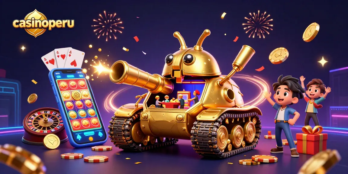Los jugadores de casinoperu disfrutan de un casino en un tanque gigante, rodeados de confeti y emoción.
