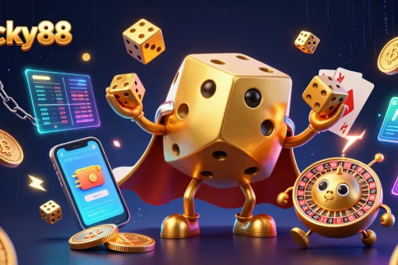 Experience winning with lucky88 as golden dice dynamically juggle cryptocurrency elements.