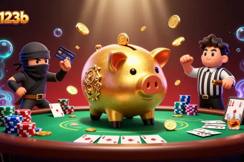 Join the excitement with new123b in a vibrant 3D casino showdown with rich visual elements.